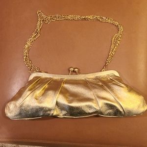 Gold clutch with gold chain